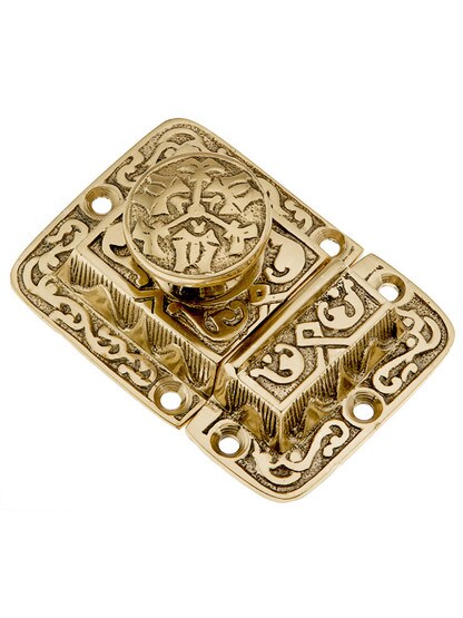 Cast Brass Butterfly Pattern Turn Latch In Polished Brass.